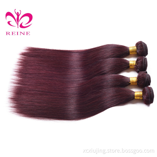 Wholesale Beautiful Color 99j Silky Straight Hair Weave Brazilian Processed Virgin Hair